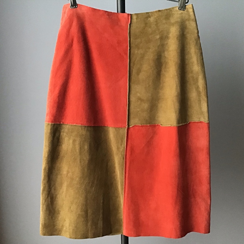 Vintage Bisou Bisou colorblock suede skirt size Small